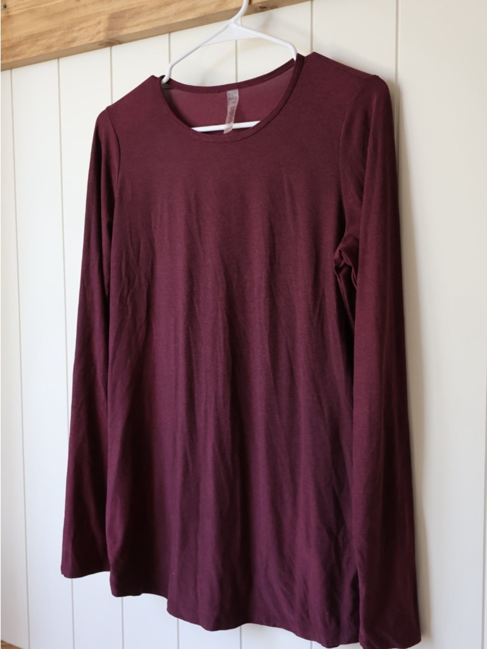 Beyond the Bump Long Sleeve Crewneck Top - Burgundy Wine - Picture 3 of 5